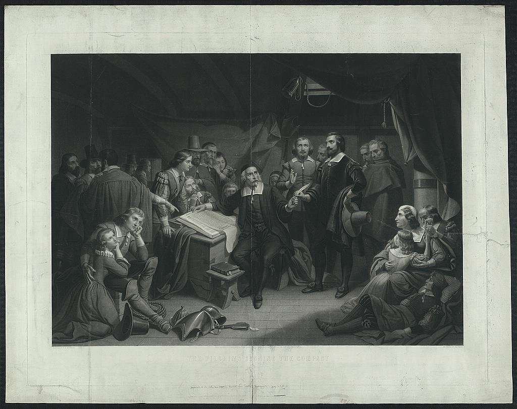 The Pilgrims Signing The Compact on board The May Flower on November 11, 1620