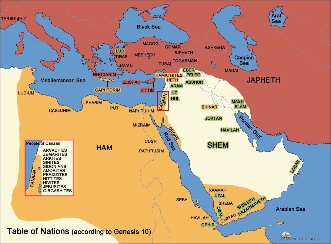 map of the Middle East and surrounding areas sometime after the flood of Noah's time